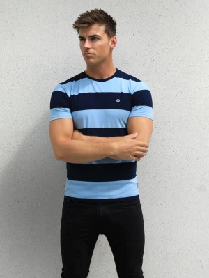 Blakely Alassio Stripe T-Shirt Blu Marino | 9042517-IQ