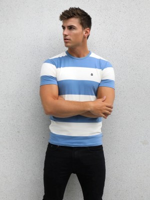 Blakely Alassio Stripe T-Shirt Blu | 2054193-GT
