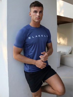 Blakely Alert Gym T-Shirt Blu | 6307824-EY