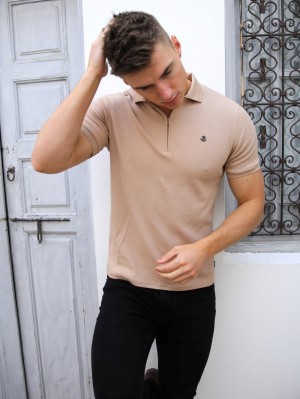 Blakely Amot Textured Polo Shirt Marroni Chiaro | 8432107-LM