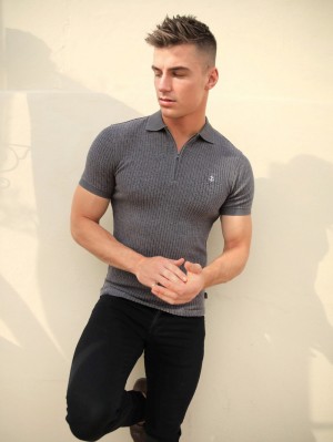 Blakely Anzi Textured Polo Charcoal | 9823104-WM