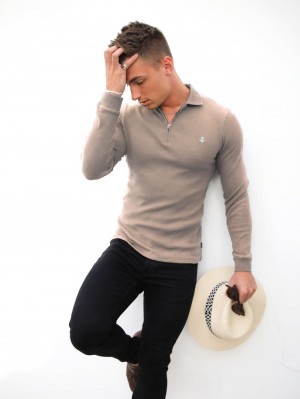 Blakely Aspen Long Sleeve Polo Stone | 8601497-HY