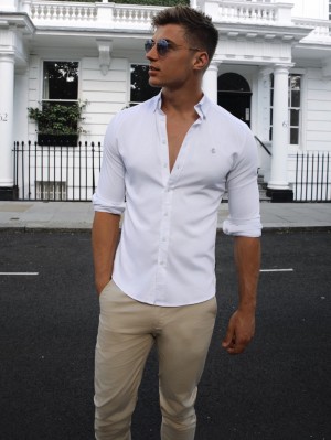 Blakely Aylsham Fitted Stretch Shirt Bianche | 6049521-LW