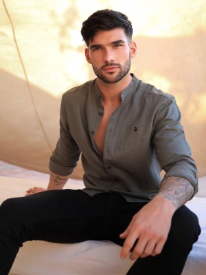 Blakely Berkane Linen Shirt Khaki | 4732065-RF