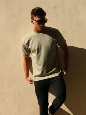 Blakely Ceuta Textured Oversized T-Shirt Verdi | 0398157-XJ