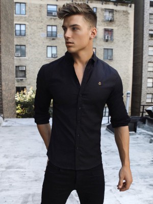 Blakely Farringdon Fitted Stretch Shirt Nere | 8479530-XM