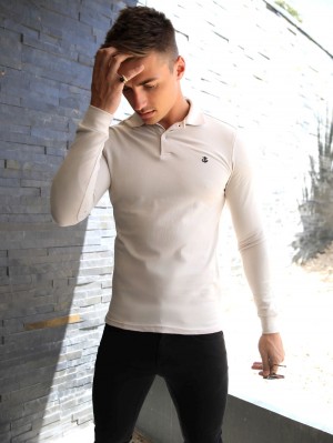 Blakely Harrow Long-Sleeve Polo Shirt Stone | 6073259-QX