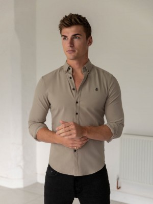 Blakely Horton Fitted Stretch Shirt Tan | 6721450-PE