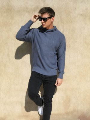 Blakely Huxley Knitted Hoodie Blu | 9137065-WL