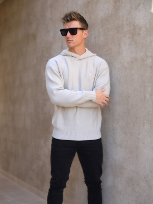 Blakely Huxley Knitted Hoodie Chalk | 8274903-OX