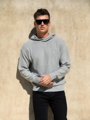 Blakely Huxley Knitted Hoodie Pale Concrete | 1837294-SA