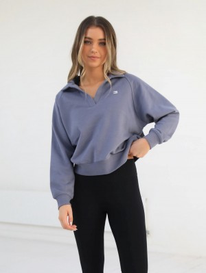 Blakely Initial V-Neck Jumper Blu | 5410962-ZC
