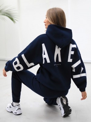Blakely Life & Style Isabel Oversized Hoodie Blu Marino Blu | 3092675-UB