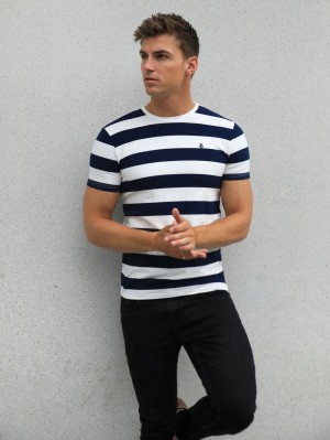 Blakely Loano Stripe T-Shirt Blu Marino | 6749821-YE