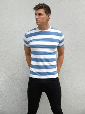 Blakely Loano Stripe T-Shirt Blu | 8074935-JY
