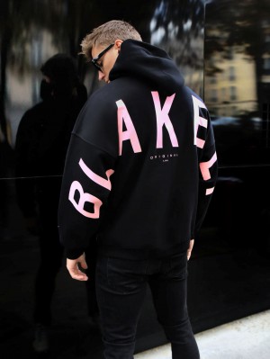 Blakely Members Idris Oversized Hoodie Nere Rosa | 0827931-RG