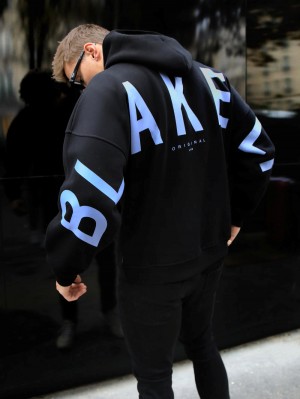 Blakely Members Idris Oversized Hoodie Nere Blu | 2598361-QF