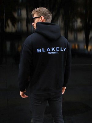 Blakely Members Relaxed Hoodie Nere Blu | 8719234-SM