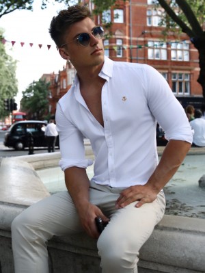 Blakely Monaco Fitted Stretch Shirt Bianche | 0384279-SR