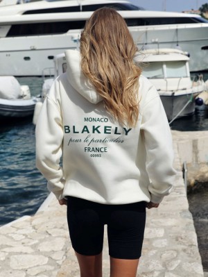 Blakely Monaco Women's Relaxed Hoodie Ivory | 9473208-FA