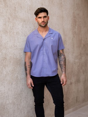Blakely Nador Open Collared Shirt Blu | 1786904-DW