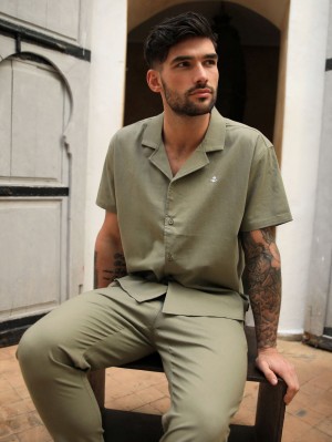 Blakely Nador Open Collared Shirt Khaki | 5917460-CY