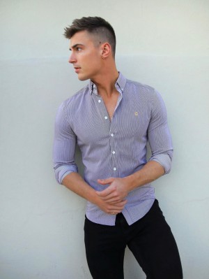 Blakely Pesaro Pinstripe Shirt Bordeaux | 9413657-OG