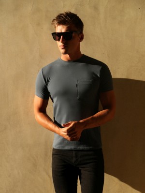 Blakely Pocket T-Shirt Blu | 4169205-MC