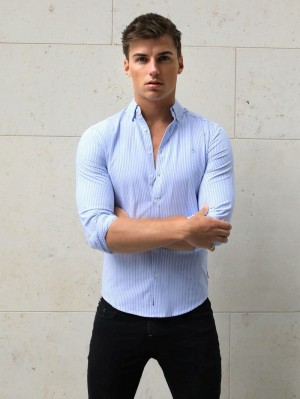 Blakely Portofino Pinstripe Shirt Blu | 0286713-LY