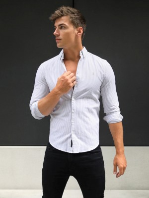 Blakely Portofino Pinstripe Shirt Tan | 2039871-EP