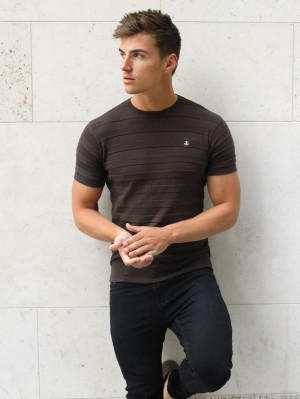 Blakely Raphello Stripe T-Shirt Marroni | 2617053-XO