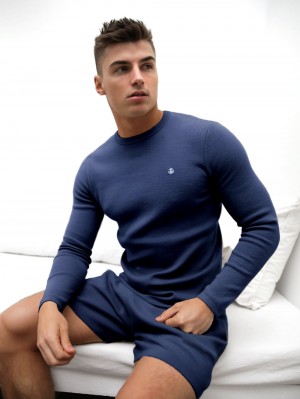 Blakely Riad Knitted Long Sleeve T-Shirt Blu | 2517036-DS