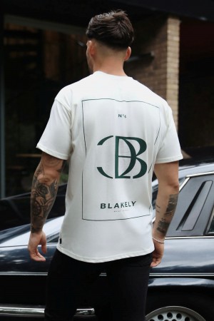 Blakely Riviera Initial Relaxed T-Shirt Ivory | 8176452-RN