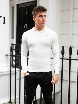 Blakely Salisbury Ribbed Polo Bianche | 7532109-QX