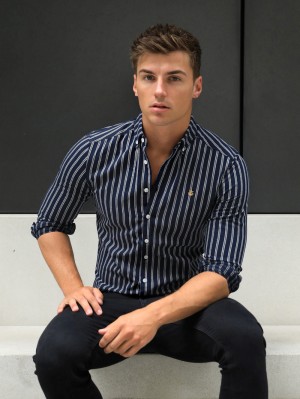 Blakely Savona Stripe Shirt Blu Marino | 0987453-ZL