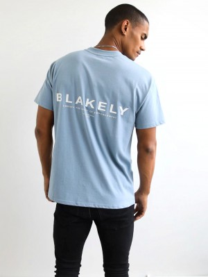 Blakely Statement Relaxed T-Shirt Blu | 8254731-CN