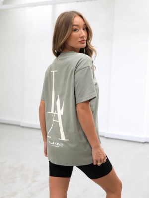 Blakely Studio Relaxed T-Shirt Verde Oliva | 8167329-DW