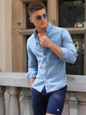 Blakely Sutton Denim Shirt Blu | 9583124-LE